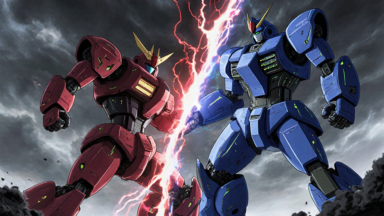 Two robotic forces battle: one constricting vessels, the other neutralizing them with dual-action technology.