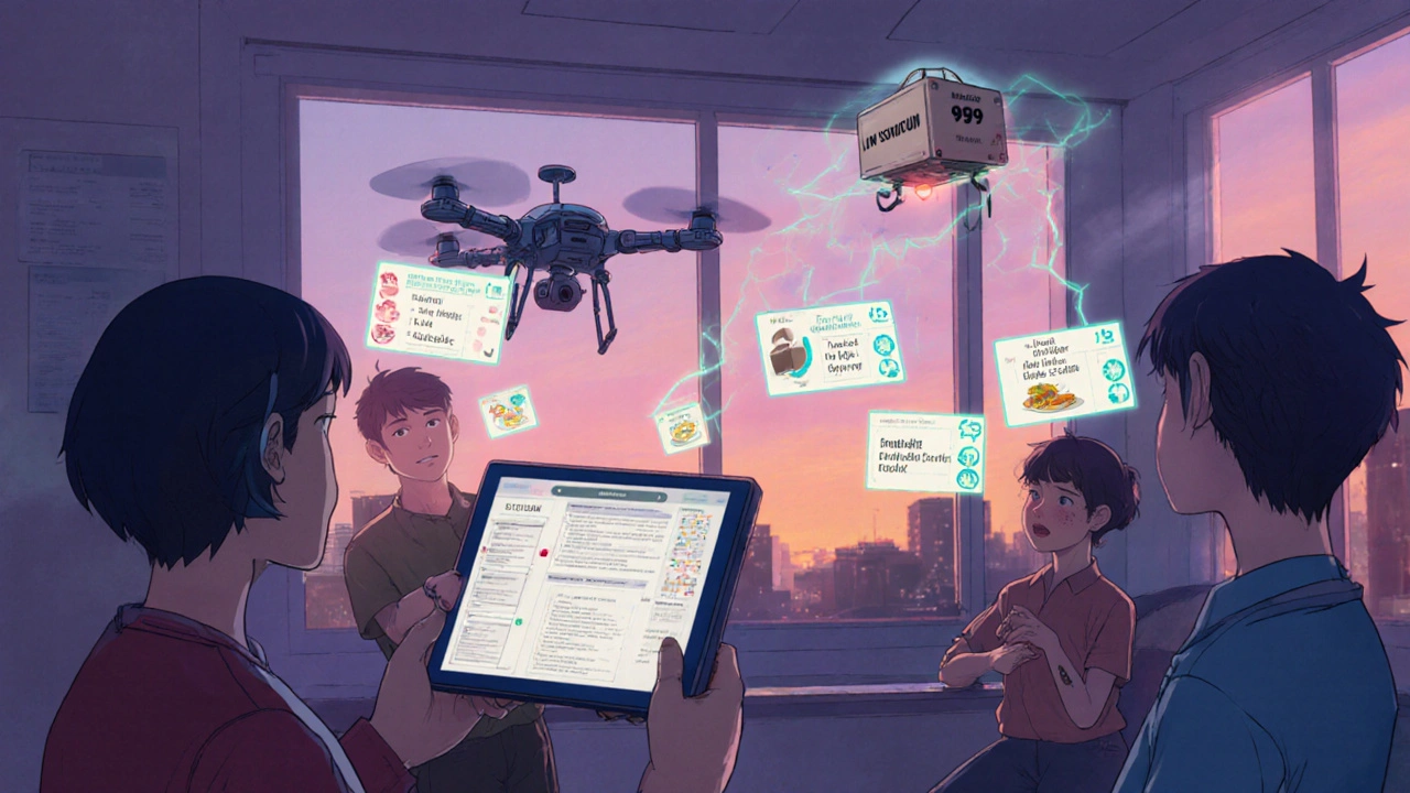 Patients record video explanations of asthma plans as AI rubrics display real-time performance scores.