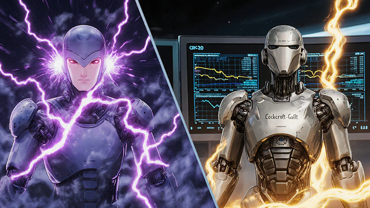 Split battlefield showing antibiotic toxicity vs. safe dosing with robotic recalibration.