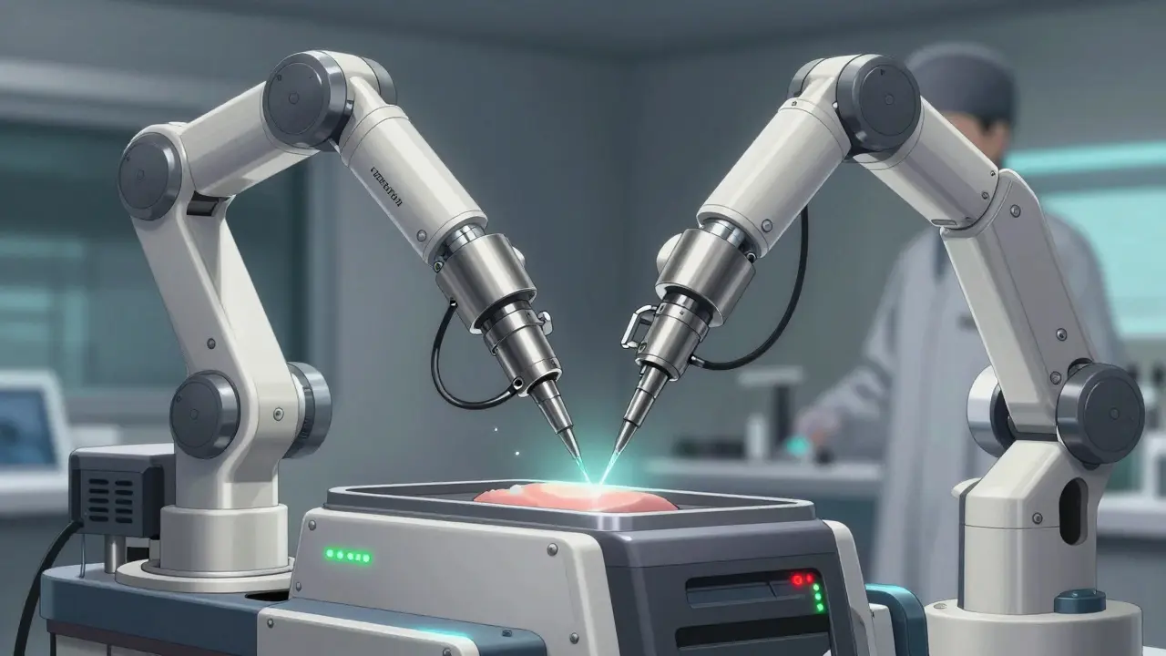 Detailed mechanical surgical device for ovarian tissue preservation in anime robot style