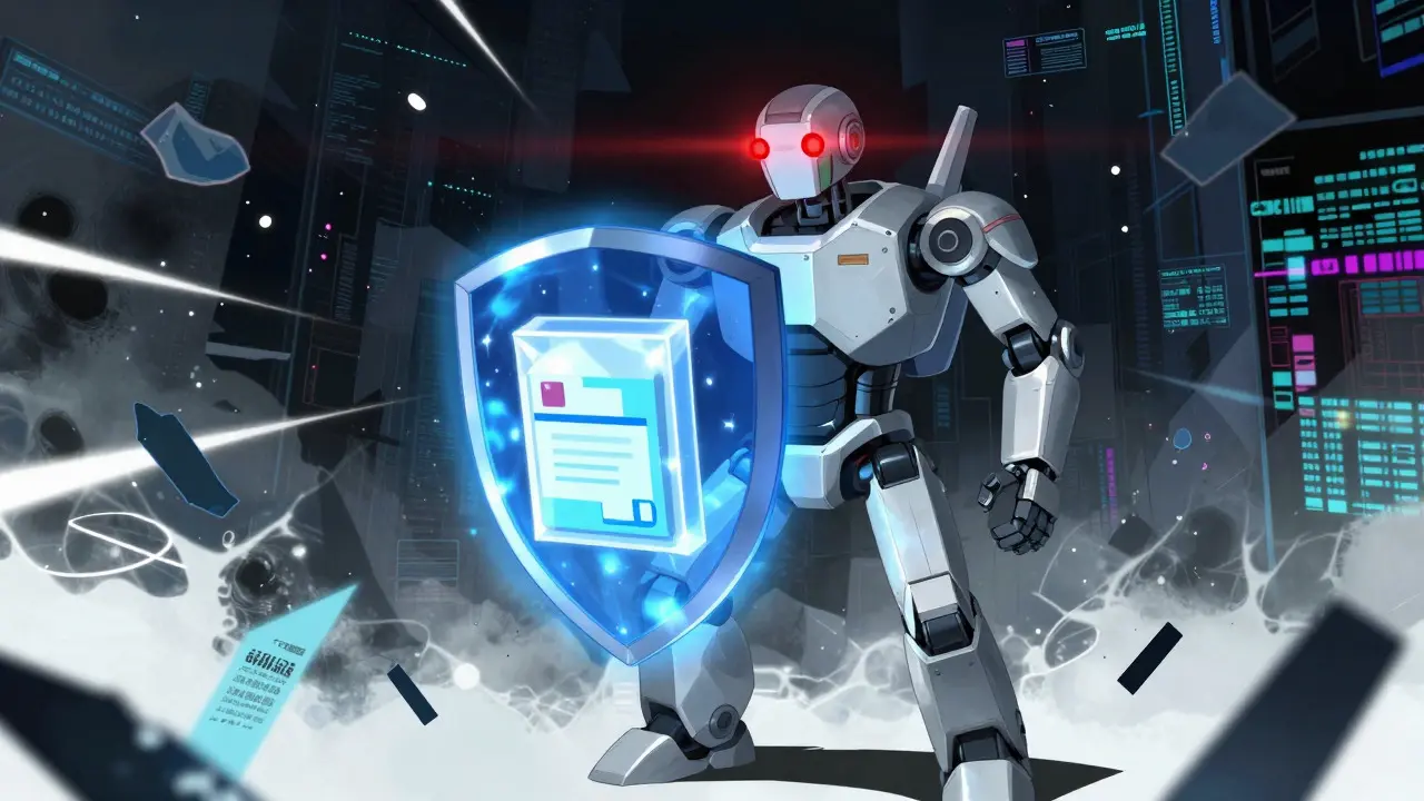Security robot shielding medicine from digital scam threats