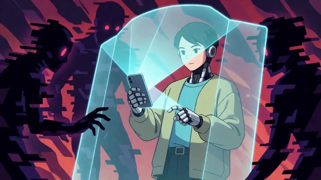 Holographic shield protecting user from fake drug scams